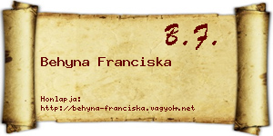 Behyna Franciska névjegykártya